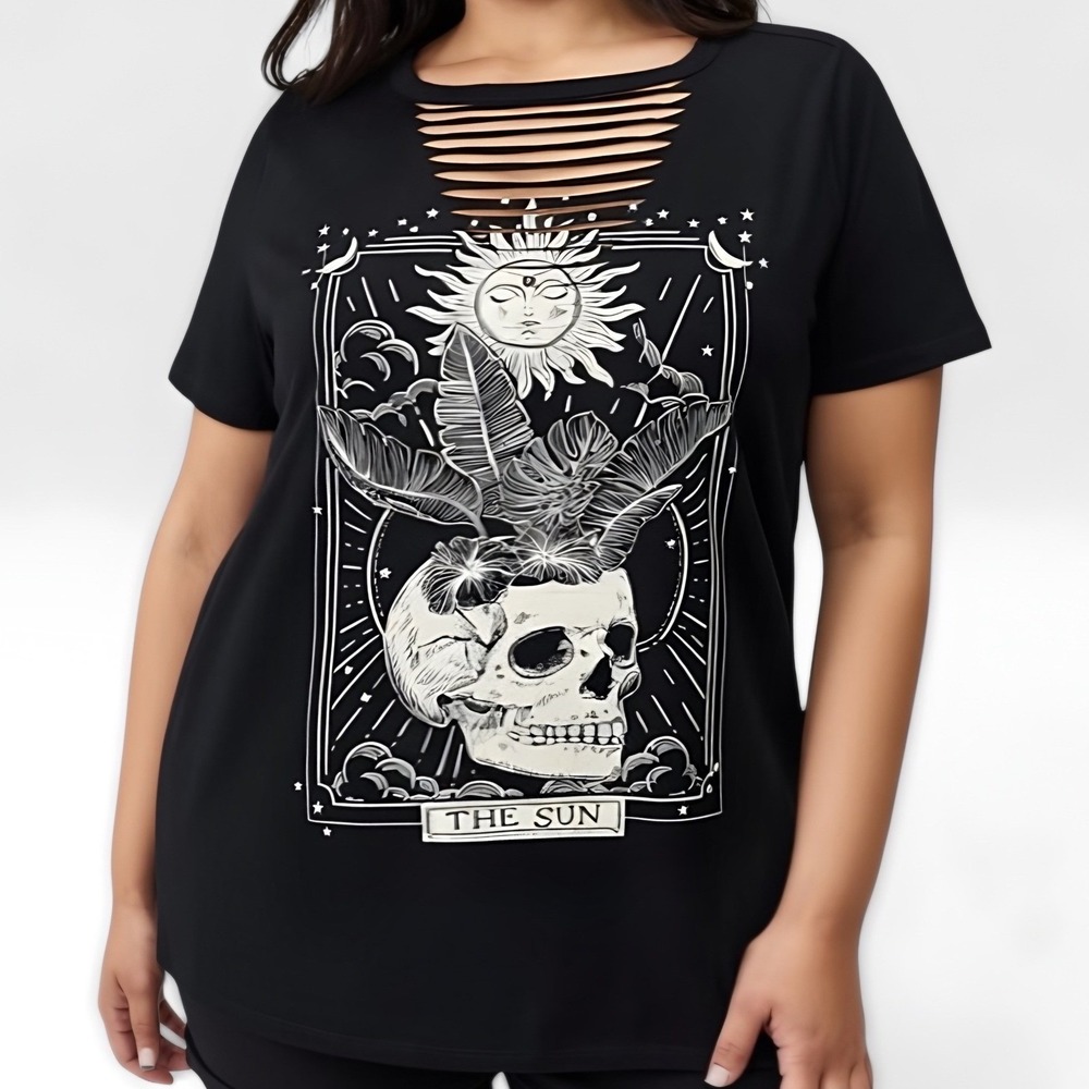 TORRID "Skull Tarot" Heritage Jersey Slash Front Tee NWT Size 1X